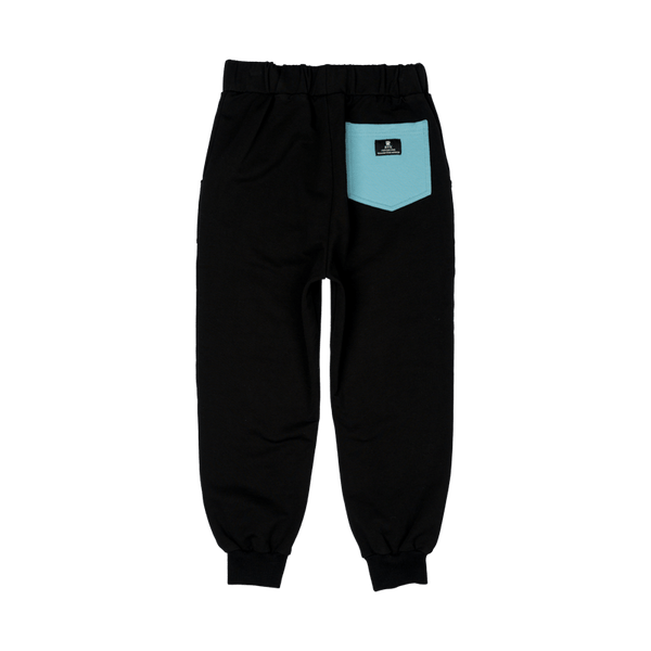 Rock Your Baby Godzilla Skate Trackpants in Black and Teal