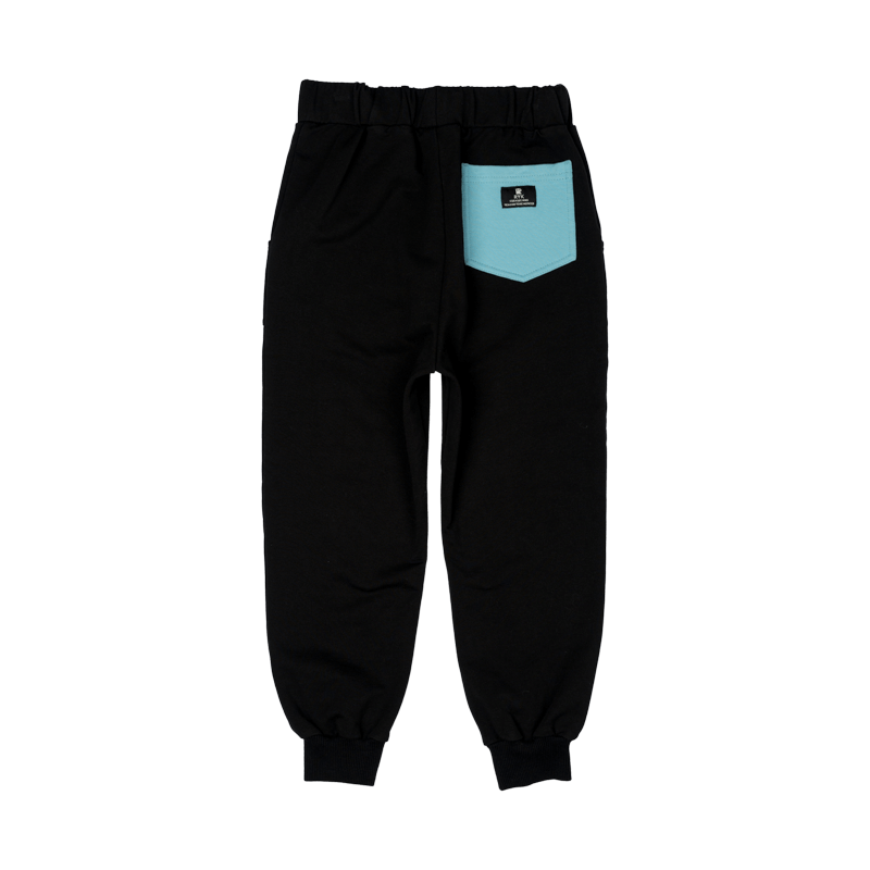 Rock Your Baby Godzilla Skate Trackpants in Black and Teal