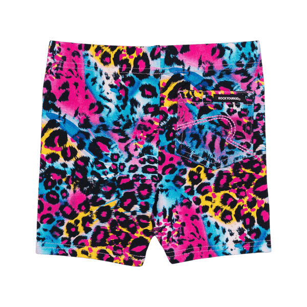Rock Your Baby Blue Miami  Leopard Bike Shorts in Multicolour