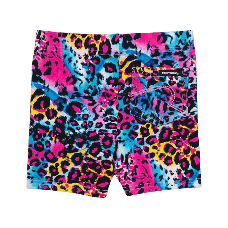 Rock Your Baby Blue Miami  Leopard Bike Shorts in Multicolour