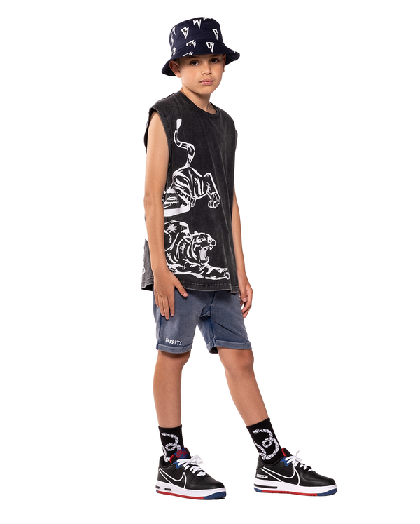 Band of boys muscle tank split vintage black in black