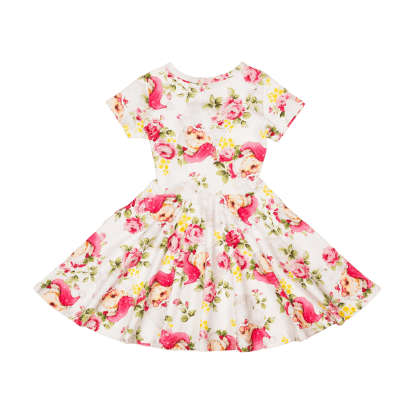 Rock your baby pretty Santa waisted dress in floral