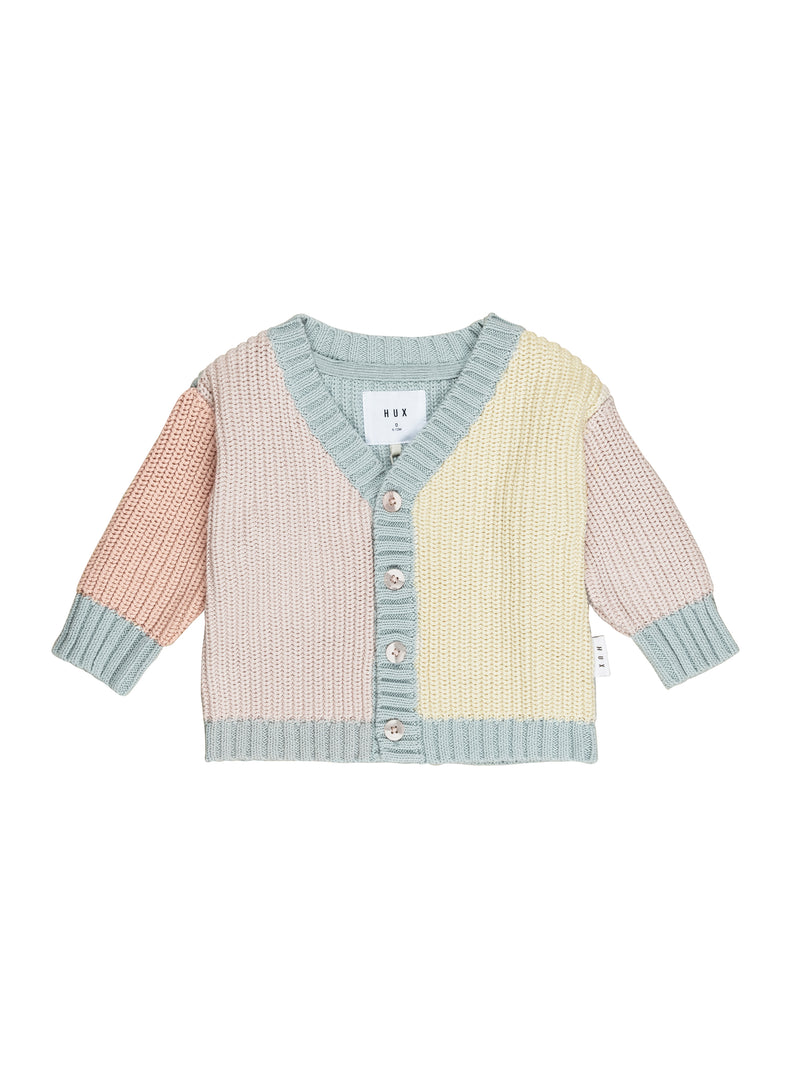 Huxbaby Chunky Knit Cardi Rainbow Knit in Multi Colour