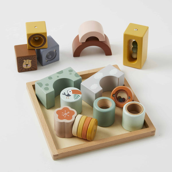 Zookabee sound and sensory blocks in natural and multi colour