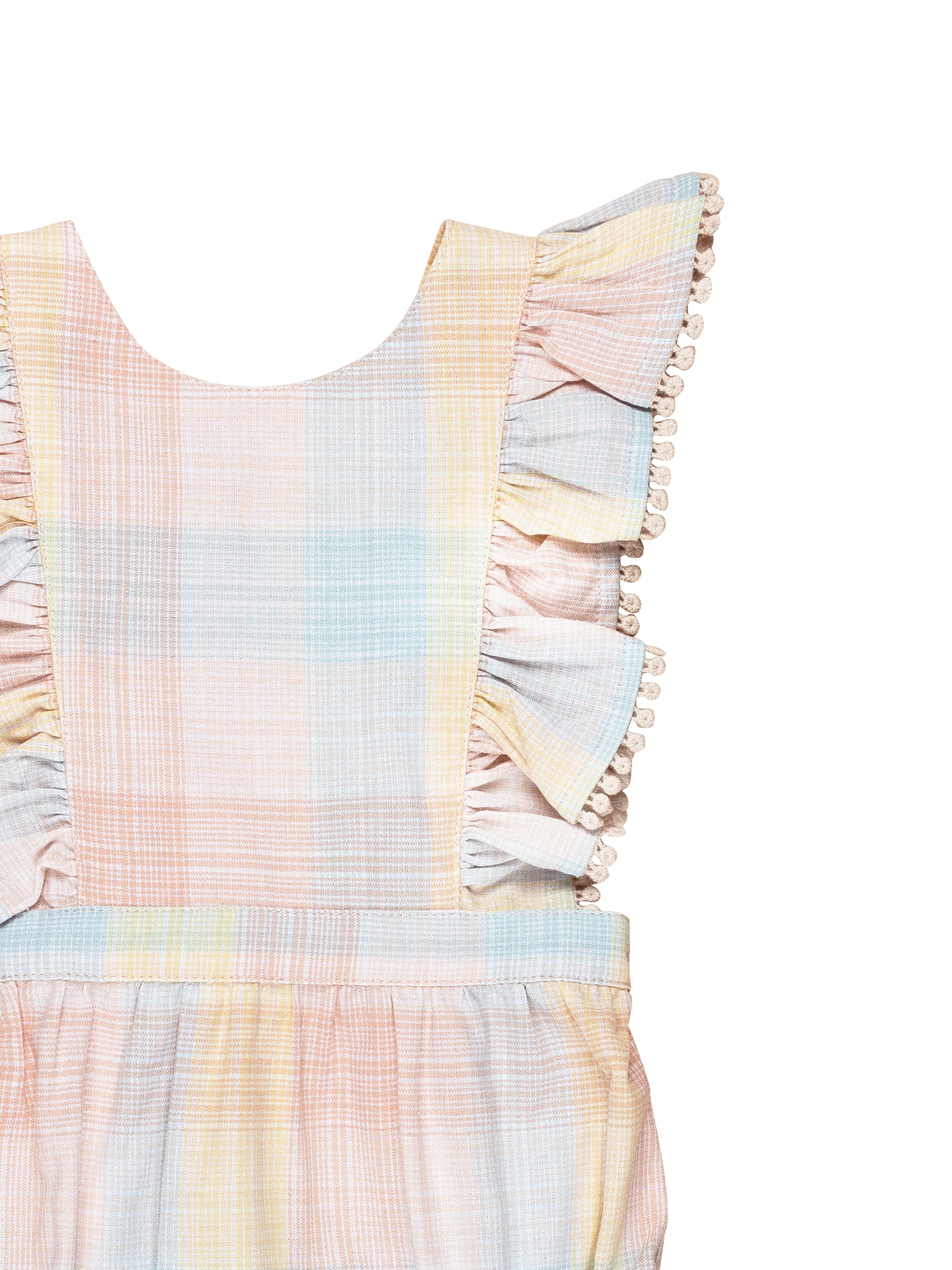 Huxbaby Rainbow Ruffle Playsuit Rainbow Check in Multi Colour