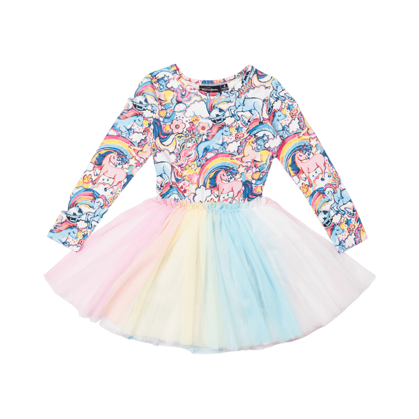 Rock your baby unicorn spectrum LS circus dress in multicolour