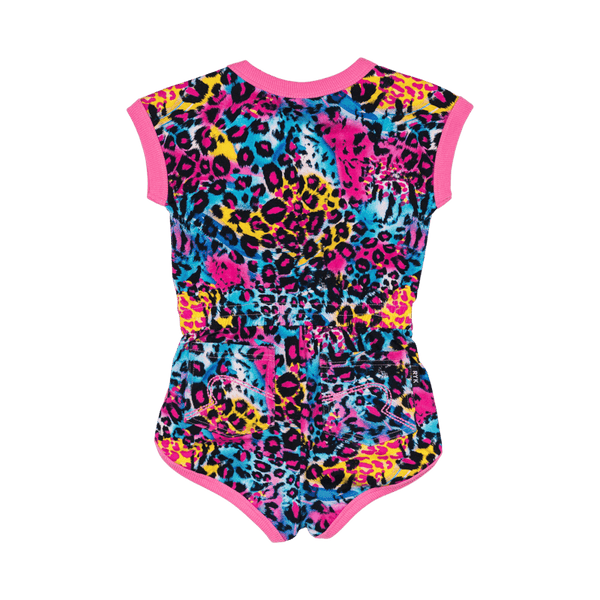 Rock your baby Blue Miami leopard romper in multicolour