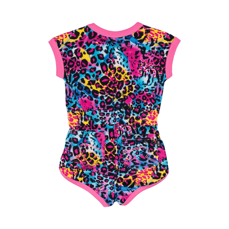 Rock your baby Blue Miami leopard romper in multicolour