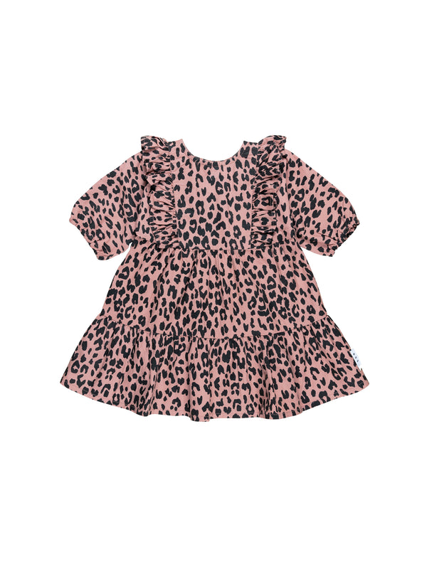 Huxbaby leopard zoe dress dusty rose in pink