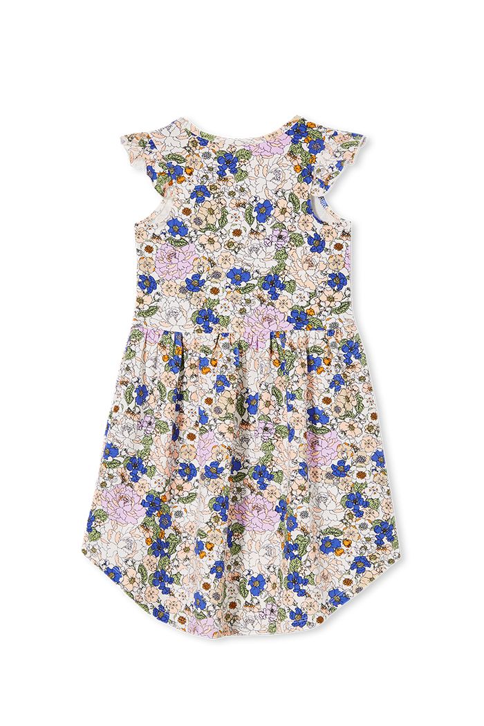 Milky peony floral dress in white