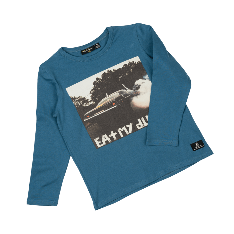 Rock Your Baby Eat My Dust Long Sleeve T-Shirt in Blue