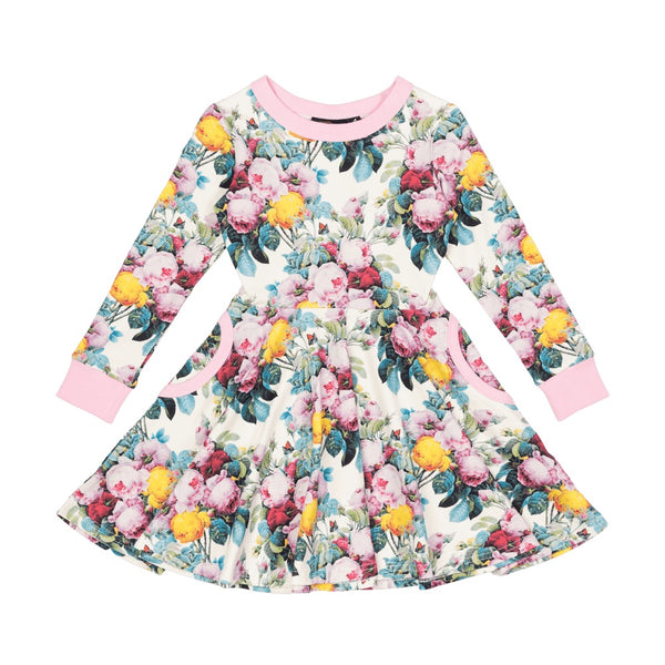 Rock your baby tallulah LS waisted dress in multicolour