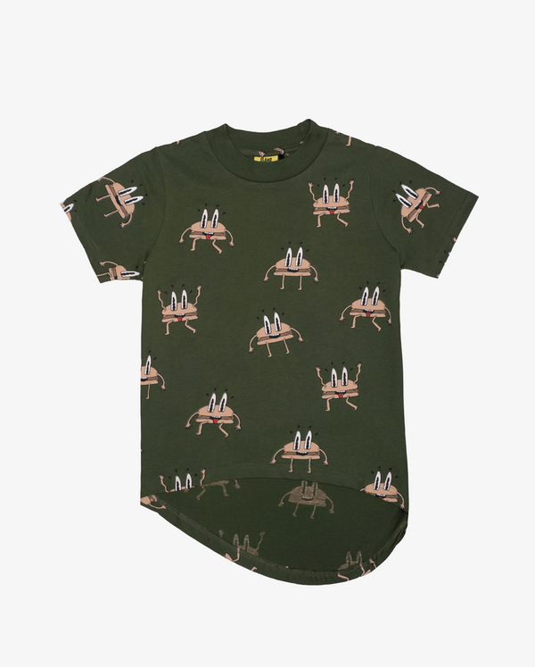 Band of Boys Burgers on the Run Tee Army Green in Green