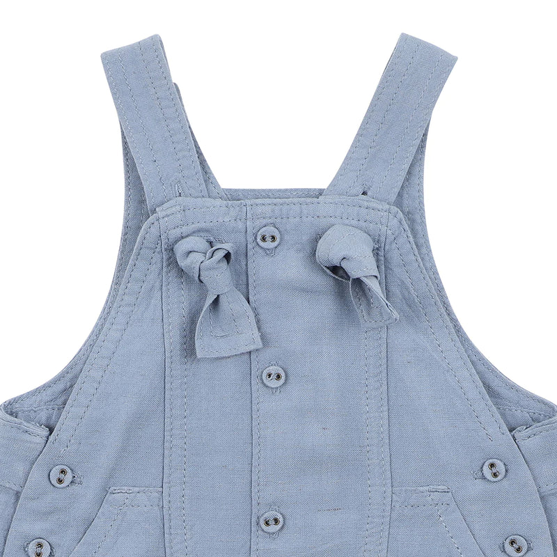 Bebe Emmett Blue linen  shortalls in Dusty blue