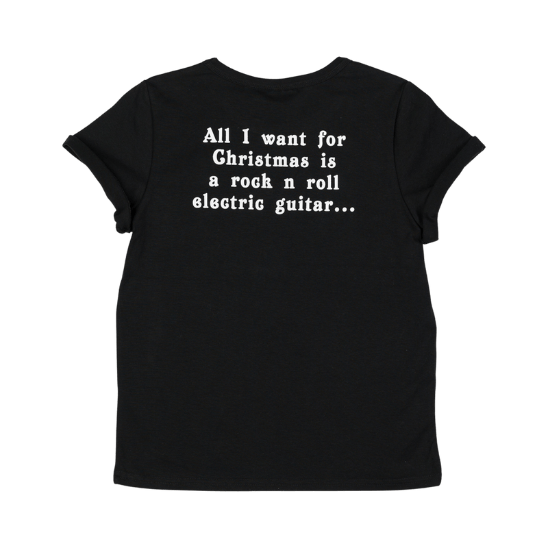 Rock your baby Christmas guitar lights t-shirt in black