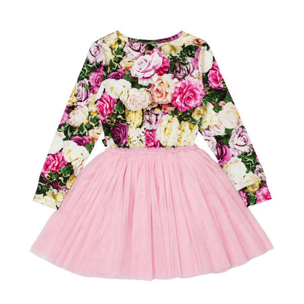 Rock Your Baby Flower Wall Long Sleeve Circus Dress in Floral Multi