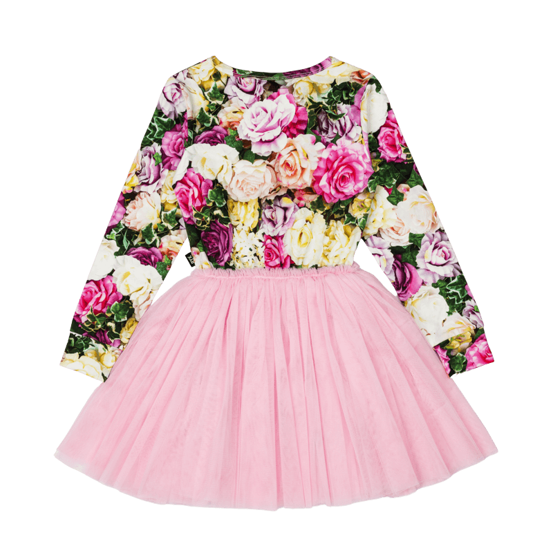 Rock Your Baby Flower Wall Long Sleeve Circus Dress in Floral Multi