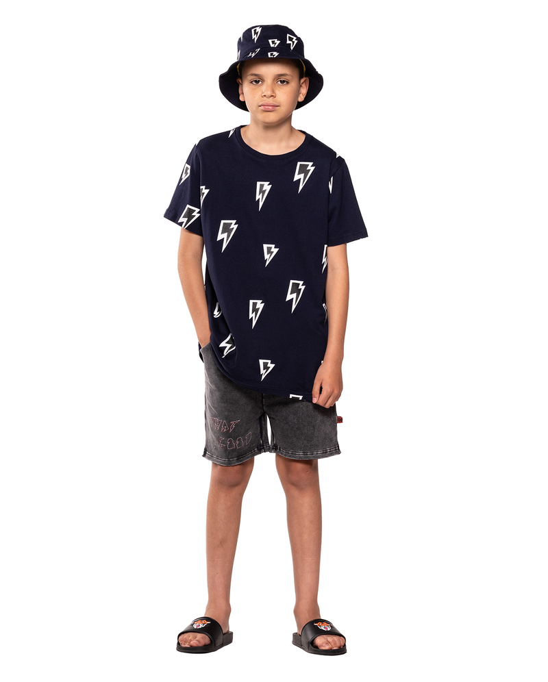 Band of boys lightning bolt tee repeat in navy