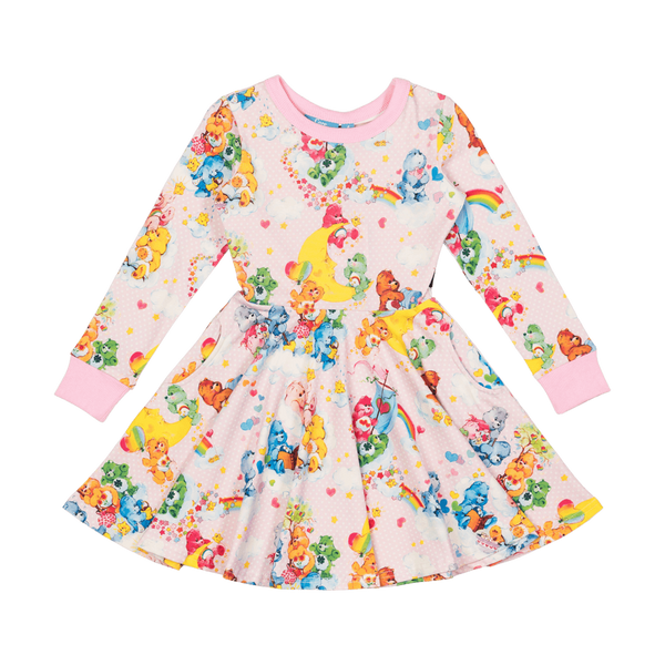 Rock your baby Care Bears friendship and rainbows LS waisted dress