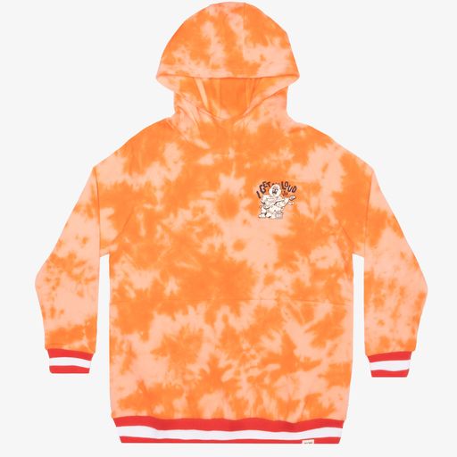 Band of Boys tie dye fleece hood jumper get loud in orange