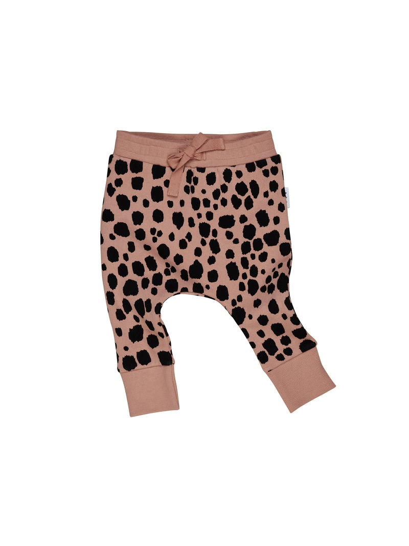 Huxbaby ocelot drop crotch pant terracotta in brown