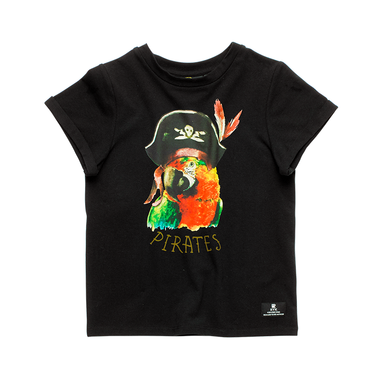 Rock Your baby pirate parrot s/s t-shirt in Black