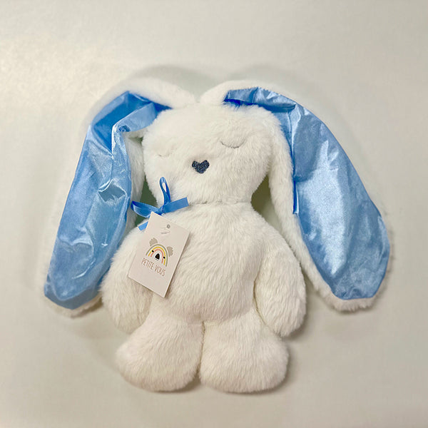 Petite Vous Flat Bunny - White/Blue Ears
