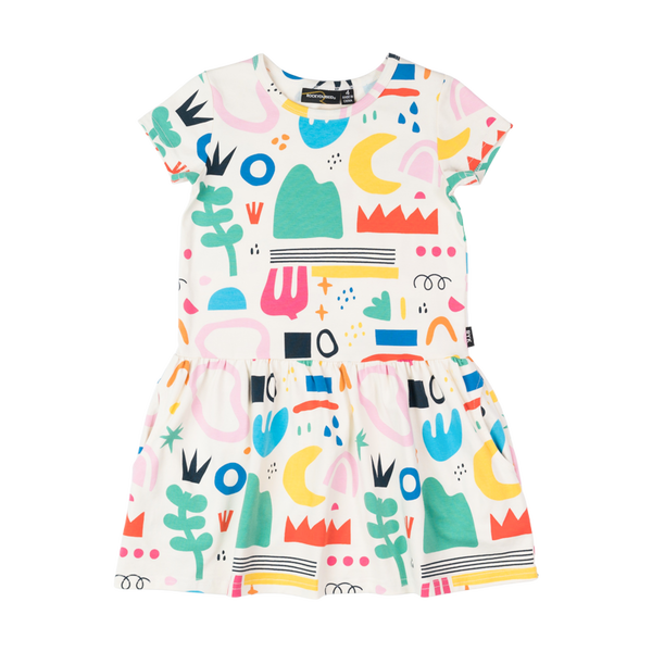 Rock your baby abstract drop waist dress in multi colour