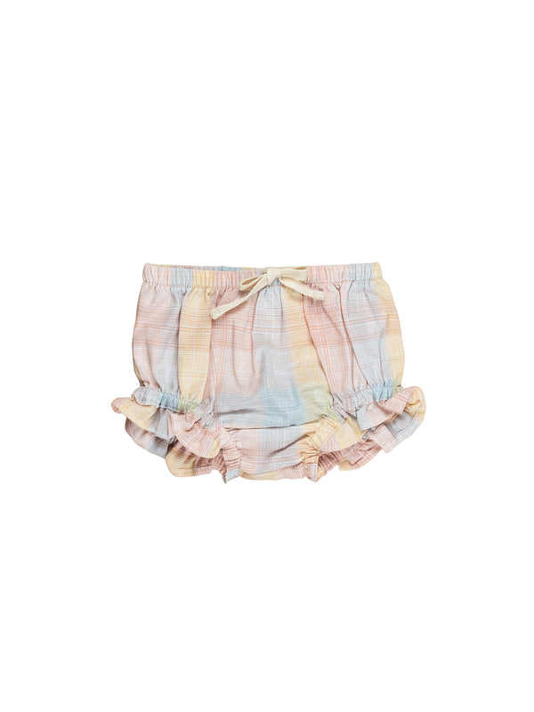 Huxbaby Rainbow Frill Bloomer Rainbow Check in Multicolour