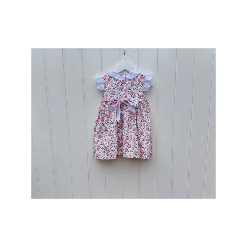 Smox Rox Summer smocked dress in white and pink