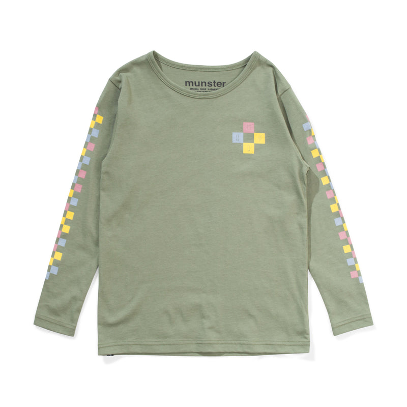 Munster kids pixel LS tee olive in green
