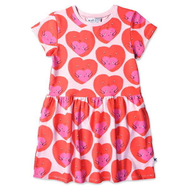 Minti Heart Love Dress Muted Pink in Pink