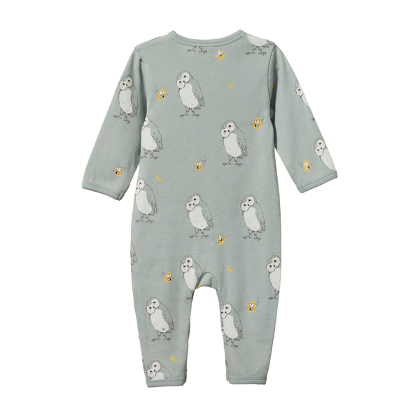 Nature Baby Henley pyjama suit in Ruru moonrise print