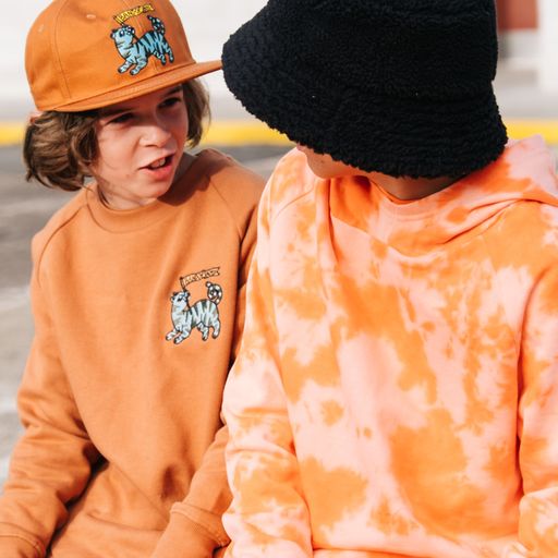 Band of Boys tie dye fleece hood jumper get loud in orange