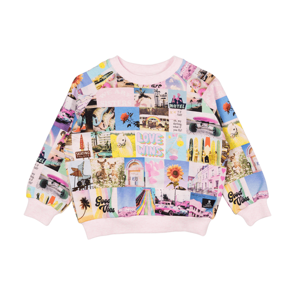 Rock your baby Pink Collage sweatshirt in multicolour