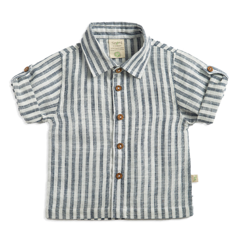 Tiny Twig Cambria shirt in a Woven Stripe crinkle