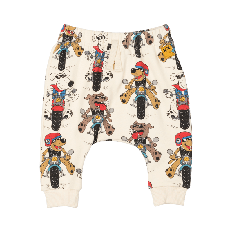Rock Your Baby Pups on Bikes Baby Trackpants in Multi