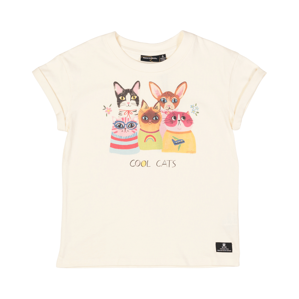 Rock your baby cool cats boxy fit t-shirt in cream