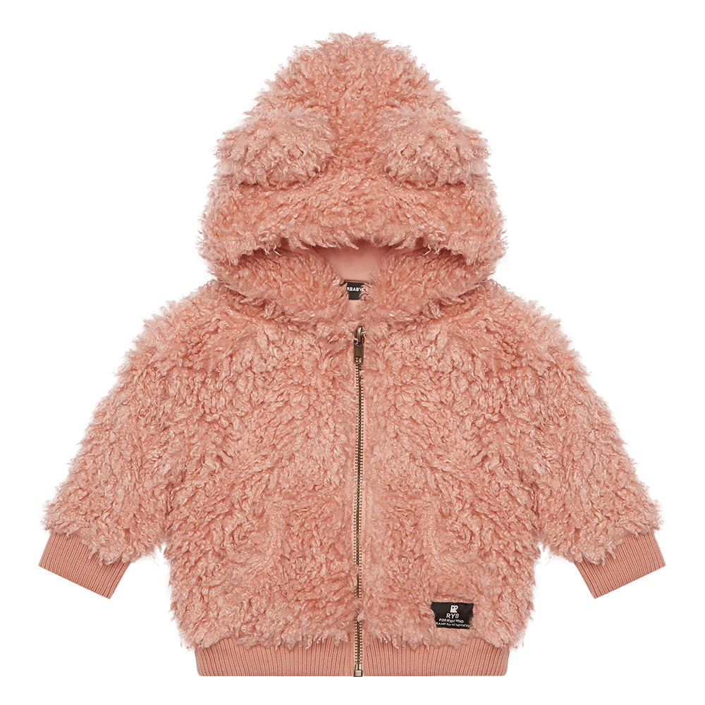 Rock Your Baby Pink Sherpa Baby Bear Hoodie in pink