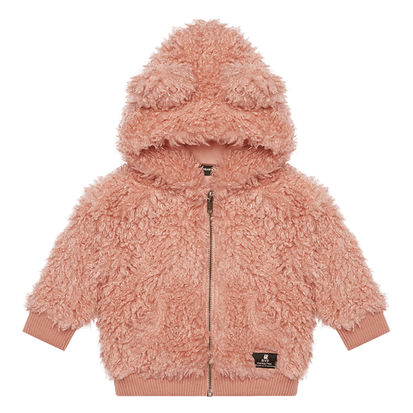 Rock Your Baby Pink Sherpa Baby Bear Hoodie in pink