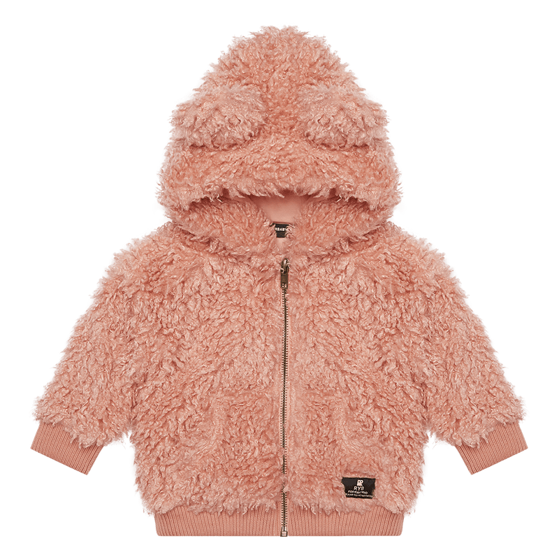 Rock Your Baby Pink Sherpa Baby Bear Hoodie in pink