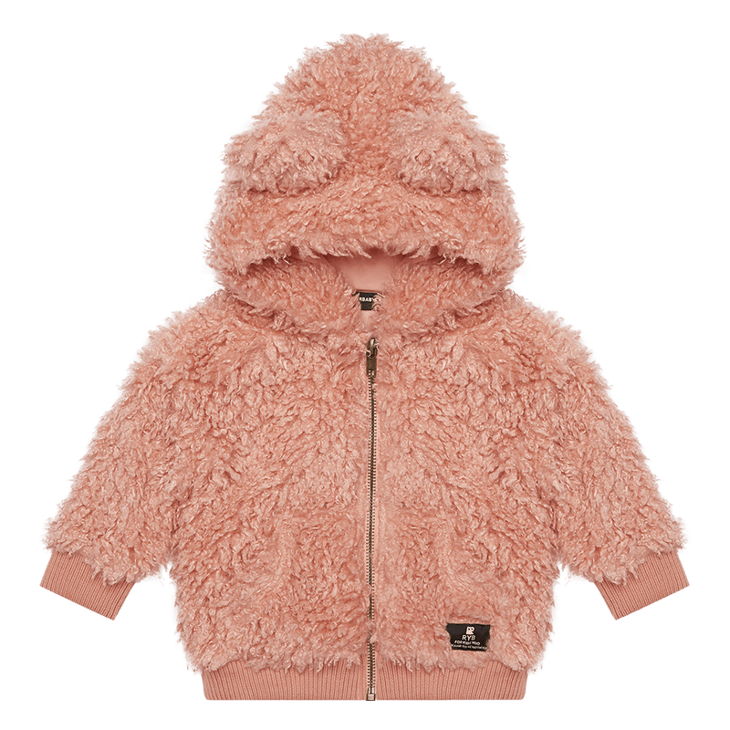 Rock Your Baby Pink Sherpa Baby Bear Hoodie in pink Kids of Eltham