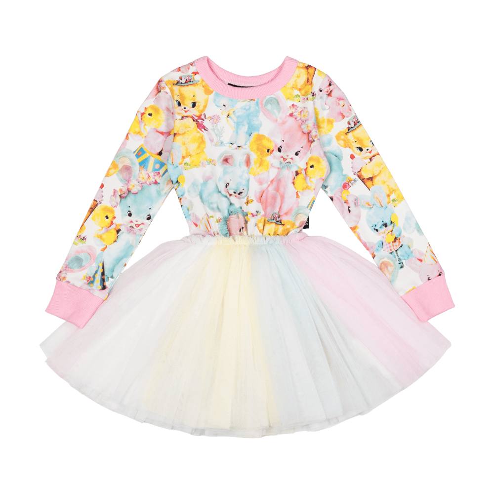 Rock your baby toy mania LS circus dress in multi colour