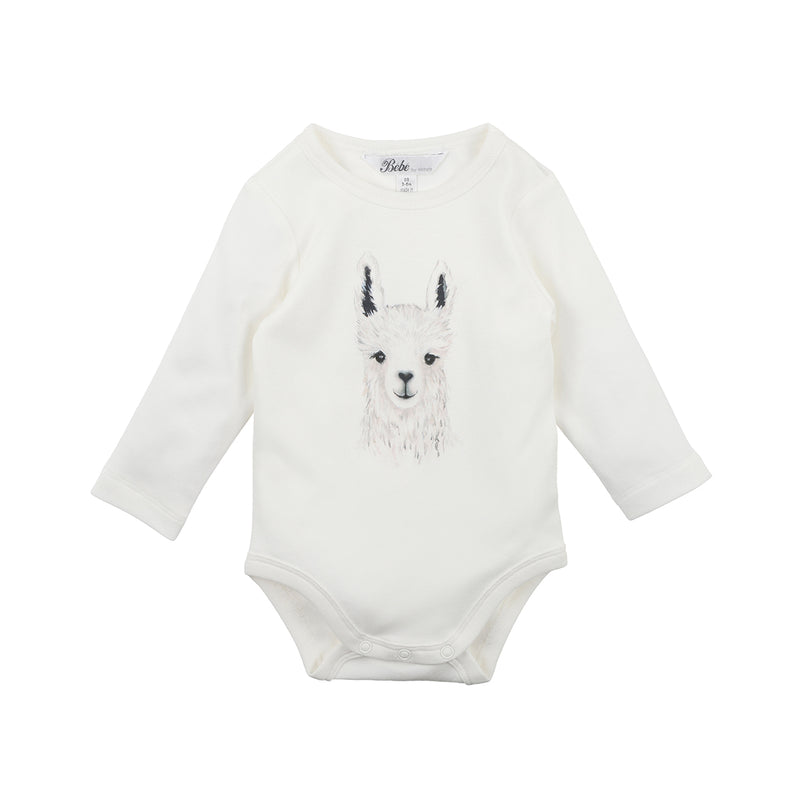 Bebe Llama face Bodysuit in ivory