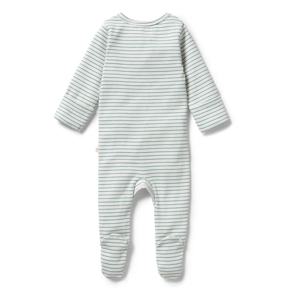 Wilson & Frenchy Organic stripe rib zipsuit in blue