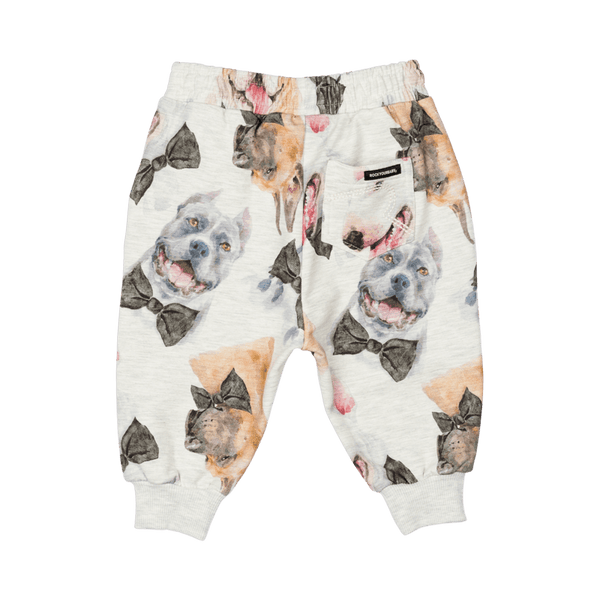 Rock Your Baby Black Tie Pups Baby Track pants in Multi