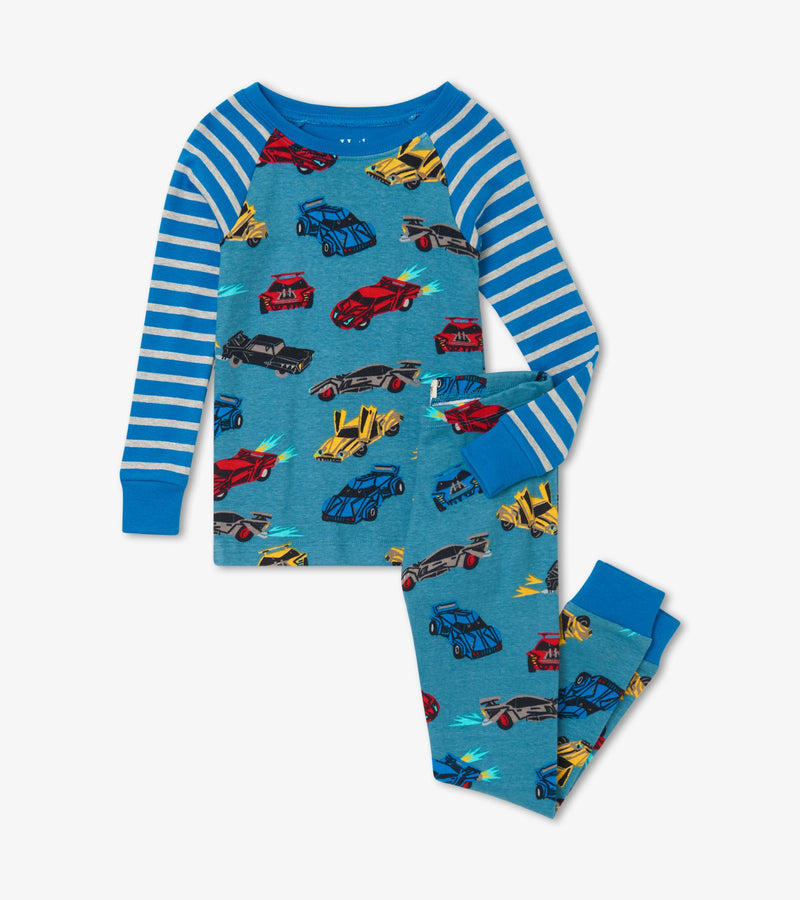 Hatley cars organic cotton pyjamas racing cars in blue