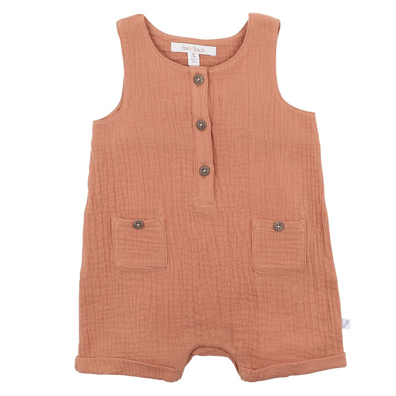 Fox & Finch clay crinkle romper clay in brown