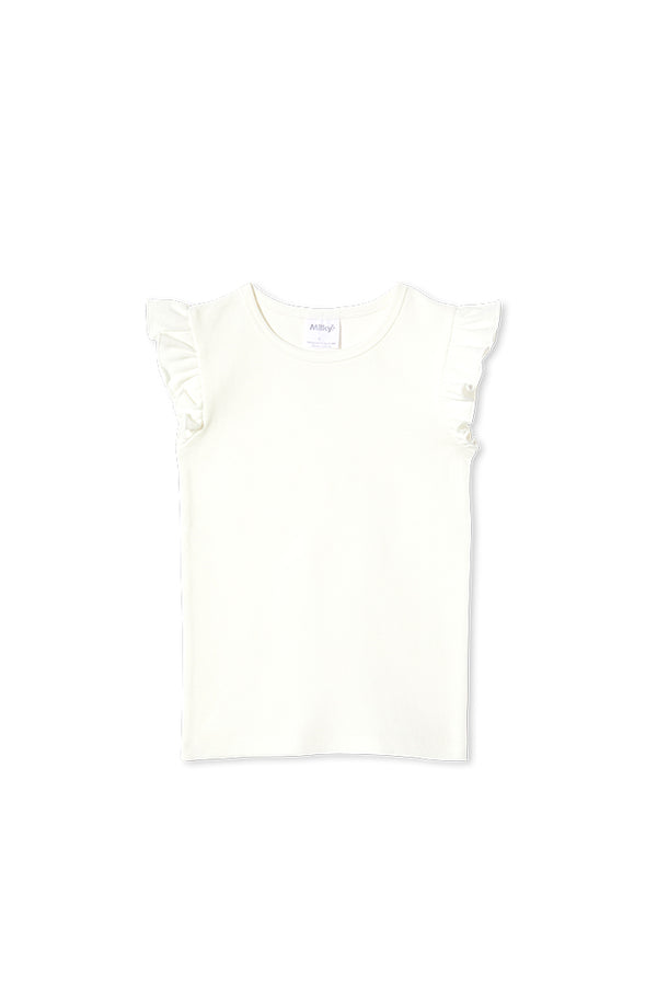 Milky rib tee in white