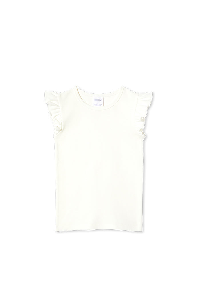 Milky rib tee in white